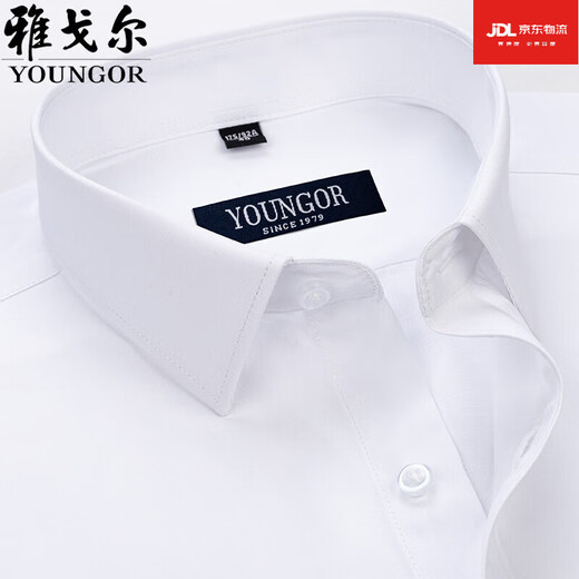 雅戈尔旗舰官方店男士短袖衬衫夏季纯棉商务休闲职业装抗皱免烫中年条纹 DX6626 42 建议【160-170斤】