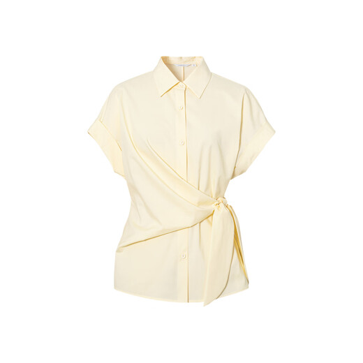 Eifli (Eifini) Eifli Little Flying Sleeve Wrap Wickile Casual Shirt für Frauen 2025 Sommer-Manschetten-Flip-Top für Frauen Sonnenschein gelb S 80-105jin [Jin gleich 0,5 kg]
