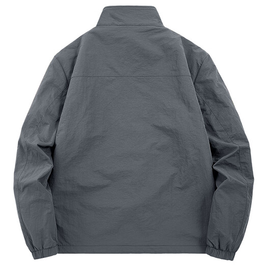 JEEP SPIRIT Jeep men's jacket reversible autumn and winter polar fleece thickened jacket windproof and waterproof fleece casual large size men's dark gray (reversible) 2XL (140-160Jin Jin equals 0.5kg)