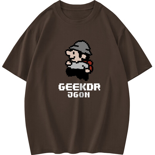 260 g de algodón puro de algodón puro de algodón corto de manga corta para hombres suelto de verano top de cuello de moda píxel estampado m09-693 negros s
