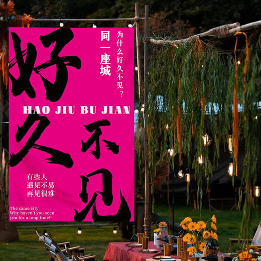 咏幻打卡户外露营氛围感装饰布卧室餐厅背景布墙布毛笔字挂布 4882-风水宝地 文字尺寸联系客服