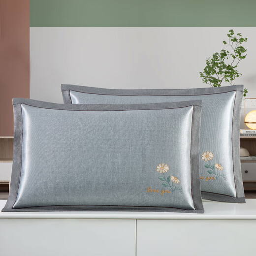 Lingang Hailan Home The same summer cool mat pillow case Summer ice silk pillow case Pillow case Single cool mat core case Large ice vine 679-7 Zishulin pillow case (single package) 48cm*74cm