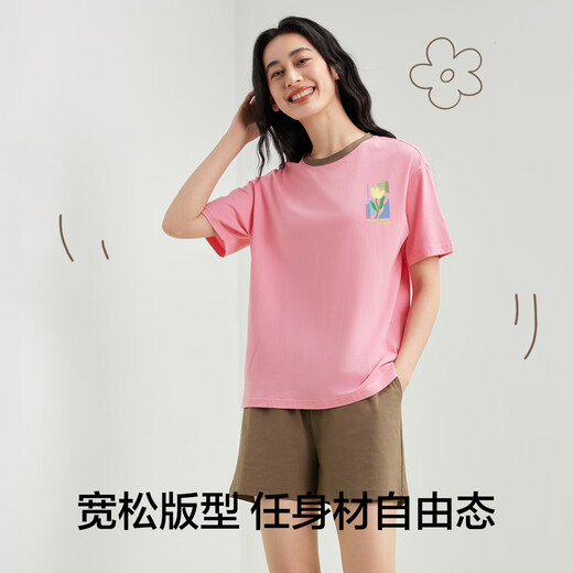 Youkeshu [anti-mites and antibacterial pure cotton] Women's pajamas for women short-sleeved shorts cool and breathable pullovers for outdoor wear