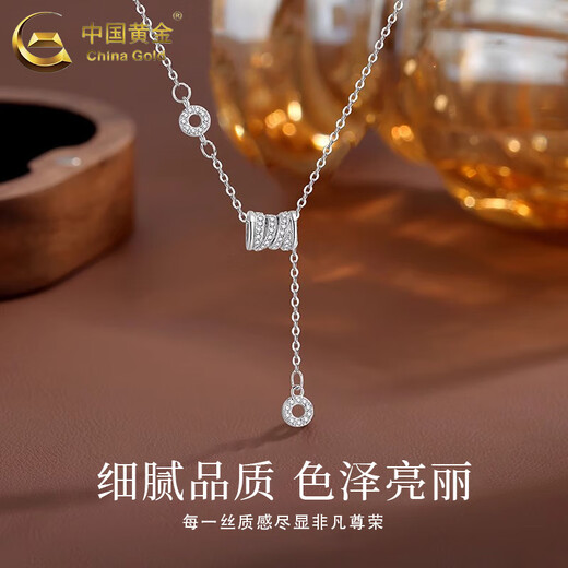 CHINA GOLD Pure Silver Necklace Women's Small Waist Topaz Silver Necklace Fashion Accessories Birthday and Holiday Gifts for Girlfriends and Wife Pure Silver Small Waist Topaz Necklace + Brand Gift Box