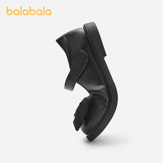 Balabala children's shoes girls princess shoes retro literary small leather shoes spring and autumn children's performance shoes bow shoes black 90001 28 (foot length 16.8-17.2/inner length 18.4)