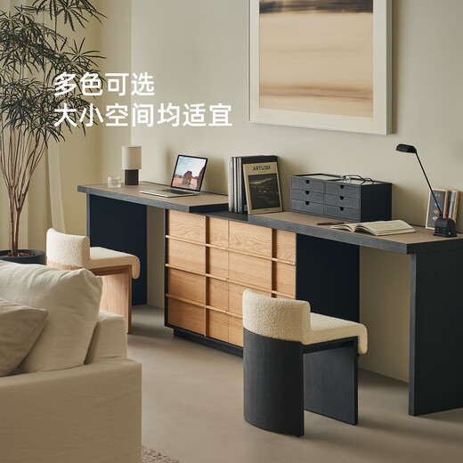 Kona Shiye solid wood retro dressing table and cabinet integrated North American black walnut second-hand corner dressing table Z walnut color-cabinet + 1.2m dressing table + makeup stool