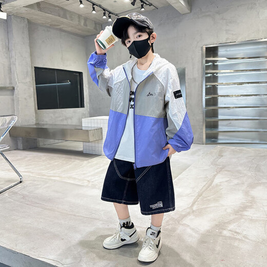 Children's sun protection clothing summer 2025 new boys' sun protection clothing summer style outdoor quick-drying skin clothing for boys and girls blue 120 cm