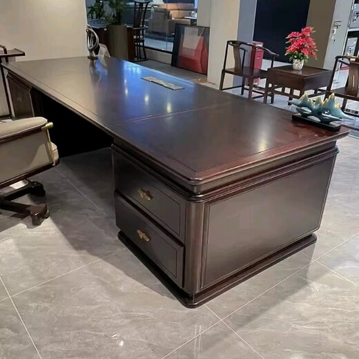 New Chinese style solid wood office desk boss desk North American black walnut modern light luxury chairman's office executive desk 2.0m boss desk (ash wood)