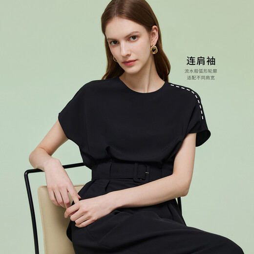 歌莉娅（GOELIA）【四面弹】歌莉娅高级松弛感穿搭套装女夏2025超火黑色ootd三件套 00B黑色 L
