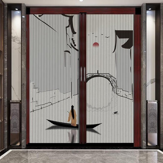 
Sanqihu Chinese-style sliding door living room balcony kitchen partition invisible folding door without punching sliding door A9276 border white