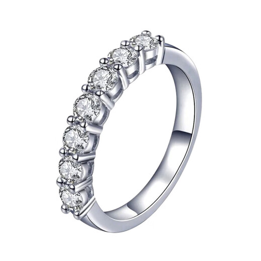 Nilan Fat Donglai quality pt950 platinum moissanite row diamond ring D color moissanite female PT950 tail ring stacking female small seven diamond silver (moissanite + certificate) No. 8