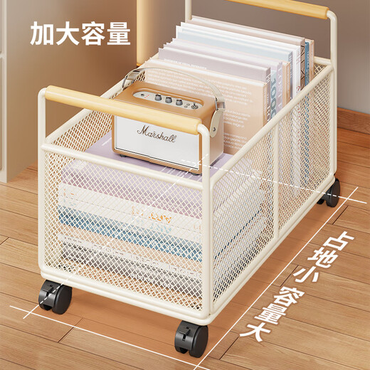 Lin's boy's work station bag artifact schoolbag storage basket trolley book placement basket removable bookcase under the table shelf box white large - with wheels
