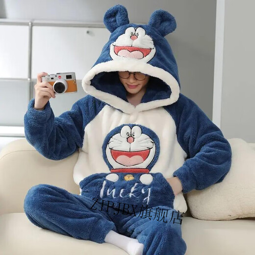 Zipjbx Zuoxi Bekleidungsgeschäft Korallenpyjamas Winter Herbst und Winter verdickter Flanell warmes Cartoon Home Kleidungsstück 9902* Kapuzenset m klein [80-90jin [Jin gleich 0,5 kg]]