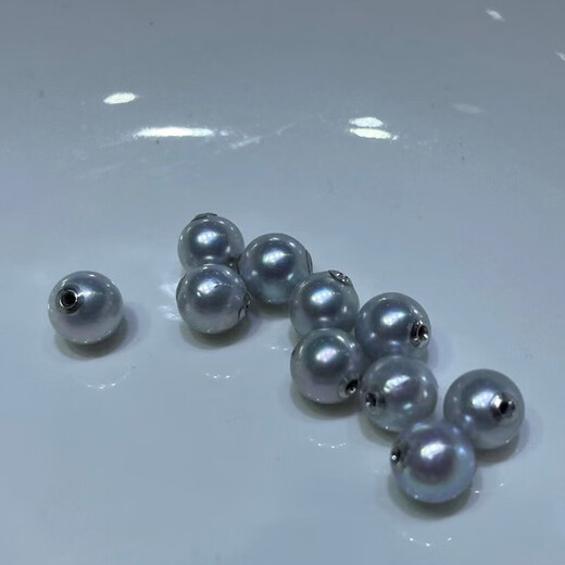 Yingxin seawater pearl necklace 859MM perfect round strong light blue rose K gold water drop Mabe pendant diamond