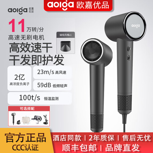Aolga DF21 hotel's same high-speed negative ion hair dryer for home hotel use lightweight quick-drying hair dryer high-power constant temperature hair care smoothing strong wind hair dryer European standard plug for foreign use DF21 dark gray