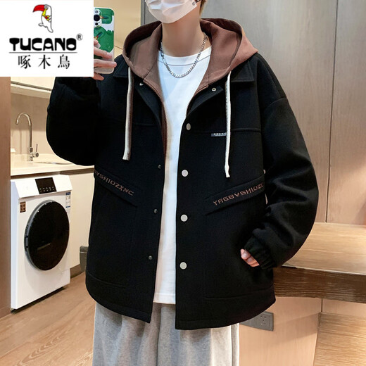 啄木鸟（TUCANO）外套男士秋冬季加绒加厚棉服潮流青少年高中学生帅气男装夹克棉衣 687米色 春秋款 XL 可穿115-130斤