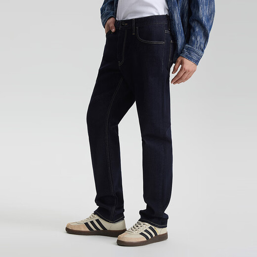 Lee Zhang Linghe endorses 25 autumn and winter new 726 straight-leg non-fading dark blue brushed men's jeans to keep warm dark blue 33