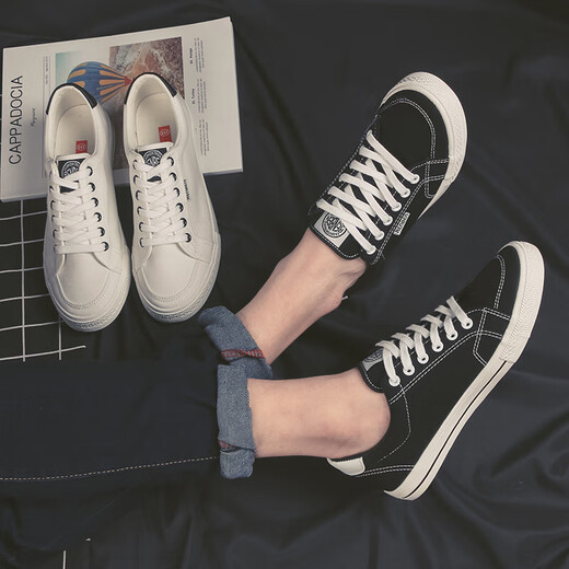 HaiLan Home's new summer low-top canvas trendy shoes for men's trendy men's shoes versatile casual sports shoes 9909 white 39