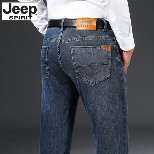 JEEP SPIRIT 1941JEEP吉普牛仔裤男秋冬厚款宽松直筒大码休闲高端中年加绒大牌长裤 蓝灰-679 厚款 29 码腰围2.2尺