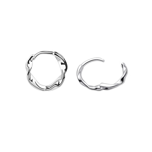 Liangshihuan S999 sterling silver earrings for men single pure silver ear piercing high-end Mobius earrings boys hoop earrings single
