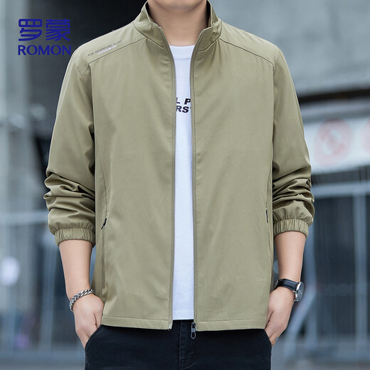 Lomon jacket men's autumn versatile and comfortable business casual stand collar executive cadre top jacket men 2366 Khaki XL