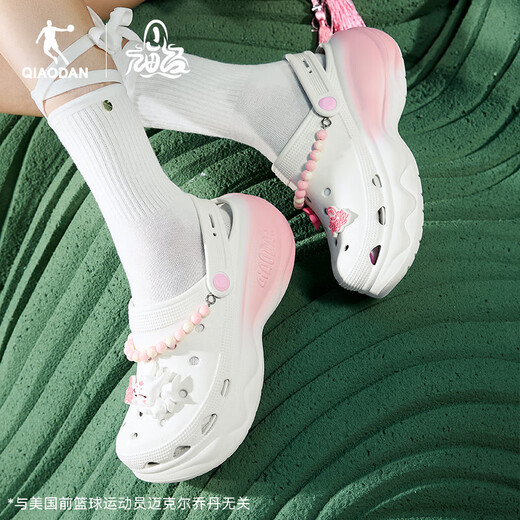 Jordan women's shoes, sports shoes, Shanhaijing co-branded hamburger hole shoes 2025 casual shoes breathable soft sole sandals thick sole slippers Ivory white/soft and quiet powder 37