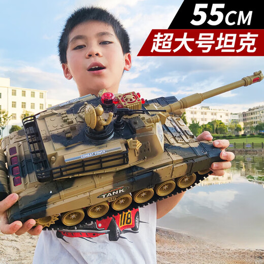 OSPIRO德国品质遥控车坦克履带式儿童可开炮发射电动模型汽车越野玩具车 [迷彩绿] 火力三电