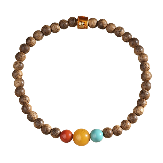 Potala Palace Qinan Agarwood South Red Beeswax Green Pine Bracelet Wooden Toy Transfer Bead Bracelet Men's and Women's Birthday Gift