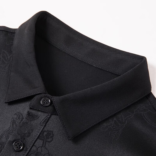 EGW International Luxury Brand Forteed Forte Forting Men's Summer Fashion Dark Pattern Thin Thin Half-Belied Casual Base Room DS13 Black L (50)