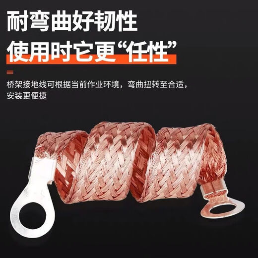 Ground wire soft copper wire with connector bridge copper braided jumper copper clad aluminum connection wire a pack of 100 6 square - 20 cm - hole 8 100