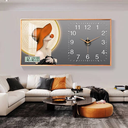 Yonghuan Calendario perpetuo 2025 Nuevo estilo Decoración de restaurantes Pintura de reloj Electrónico Reloj de pared sin golpear la sala de estar Pintura de reloj para el hogar Slight Sailing B3271 Longitud horizontal 60 cm * Altura vertical de 30 cm PVC Marco de oro redondeado + +