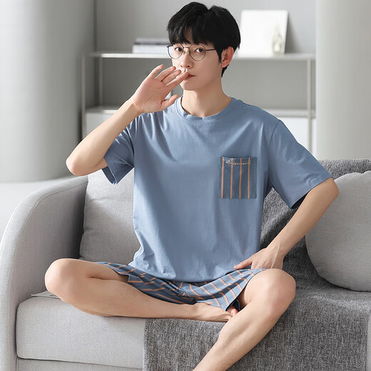 Yalu Modal Summer Pyjamas Herren dünne lose Shortsleeved Shorts für Sommersporthausbekleidungsanzug QDM3519# L