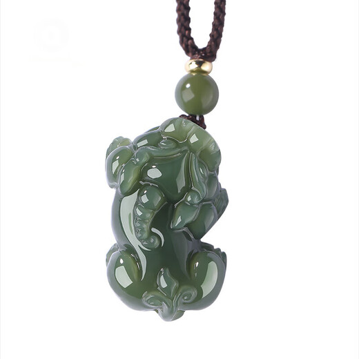 Jingjian Hotan Jade Pi Xiu Pendant Men and Women Necklaces Jade Piqiu Couple Keychain Sapphire Pendant Jade Pendant Jade Pendant Xi Jing Grade Jin Bao Ka Rope Style Female Pi Xiu Approximately 27*18