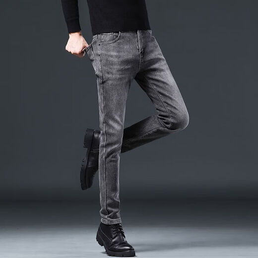 Jeep Spirit Подлинные джинсы Jeep High-класса для мужчин Slim Stright Lemport Thin Elastic Small Small Business Casual Длинные брюки для мужчин 1049 серый обычный обычный размер.