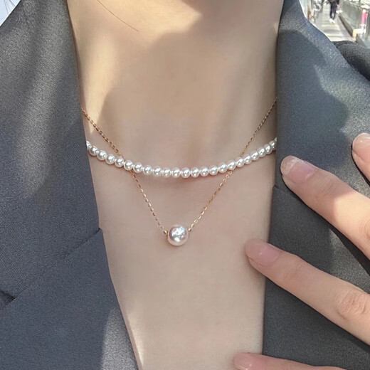 Yingxin seawater pearl necklace pendant round clavicle chain a seawater pearl single + free silver chain 7 o'clock 5-8mm45cm