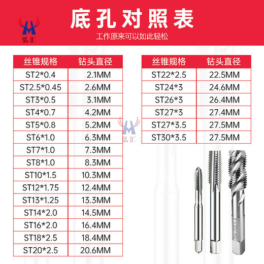 ST wire thread insert special thread tap tapping drill bit containing cobalt wire tapping thread sheath spiral tap M2-M30 ST3*0.5 (spiral)