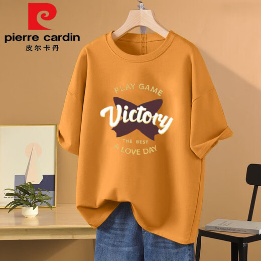 Pierre Cardin Heavy Gewicht 100 reines Baumwoll-Kurzärärmel-T-Shirt für Frauen 2025 Neuer Sommer lässig vielseitig, loser großer Größe, halbärmelige Top-Trendy 1049# Marine Blau [100% reines Baumwoll] diesjährige Flow S [Empfohlen 80-100jin [Jin Equals Equalle 0,5 kg]]]