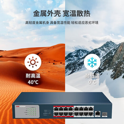 Hikvision (HIKVISION) POE switch converter network cable extension splitter home office enterprise extension network cable transmission monitoring power supply shunt 100M Gigabit unmanaged switch DS-3E0518SP-E16 port Gigabit POE low power