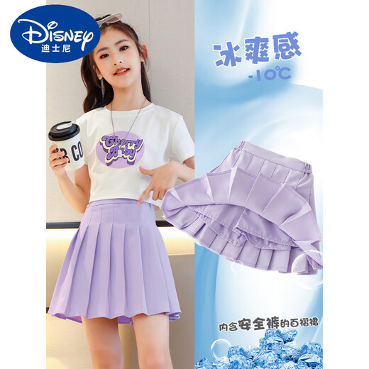 
Disney (Disney) girls skirt tennis skirt children's summer autumn skirt pants big children pleated skirt suit girls jk sports short skirt 9889T shirt + 4018 taro paste cream 140