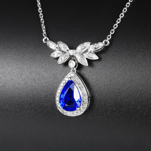 HEEKAIYI Sapphire Necklace for Women Cornflower Blue 18k Diamond Pendant Chinese Valentine's Day Birthday Gift for Wife and Girlfriend Selected 1.17 carat/cornflower blue/double certificate
