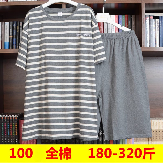 PMWRUN特大码外穿家居服高胖男300斤200斤短袖加肥加大棉胖子睡衣套装 9905  深铁灰 4XL 适合200-240斤
