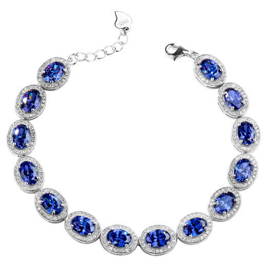 DL 1998 Fat Donglai same style sapphire bracelet for women s925 silver new style elegant versatile pavé blue zircon tanzanite 925 silver bracelet 17-20 cm adjustable
