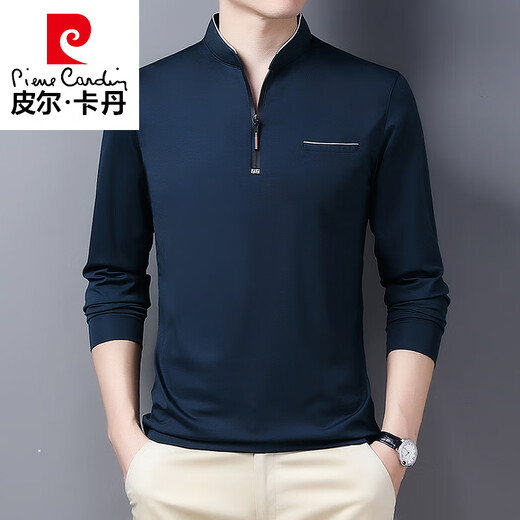 
Pierre cardin young men's long-sleeved T-shirt 2025 autumn new trendy loose top casual stand collar sweatshirt men's clothing 6625 deep blue M [90-110Jin [Jin equals 0.5 kg]]