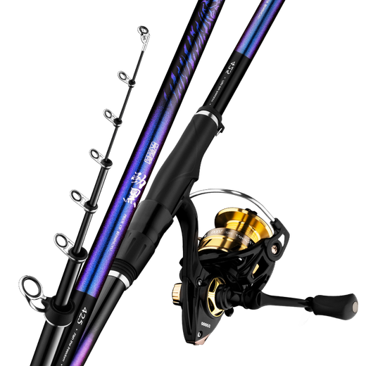 Beiming Yu Jinhei No. 6 large guide ring sliding and floating casting ultra-light rocky rod ultra-hard long-range rocky fishing rod lightweight large object rod 4.25m Jinhei rocky rod + pro 3000 round