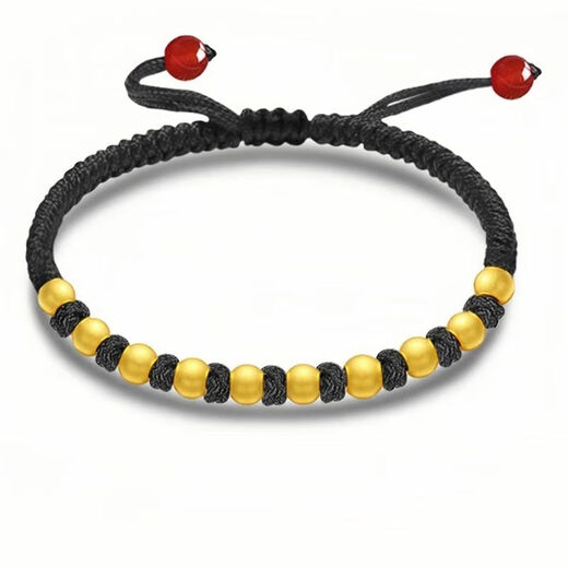BZK gold 9999 bracelet for women's birth year red rope braided pure gold beads pure gold transfer loose beads birthday gift perfect small gold beads - red bracelet 2.21g