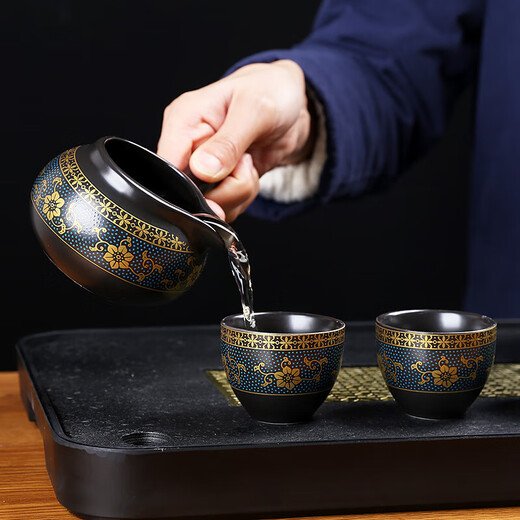 2025 New Kung Fu Tea Set Home Light Luxury High-End Lazy Automatic Tea Making Artifact Teapot Tea Cup Golden Flower Green Tea Maker + Fair Cup