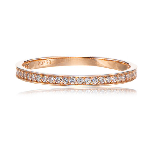 Kawamori wide diamond row 18K rose gold ring for women Au750 thick lines solid real gold inlaid with zirconium color gold women's size 10
