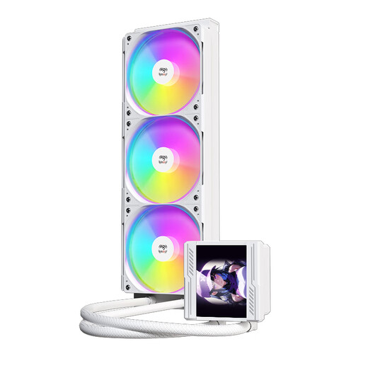 爱国者（aigo）冰魄R360 白色 一体式CPU水冷散热器 2.73吋LCD高清显示屏 多平台支持 ARGB光效