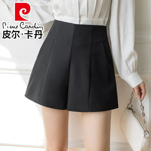 Pierre cardin white suit shorts for women 2025 new summer outfit style thin high waist slimming A-line chiffon wide-leg pants 854 white [commuting capable] S S Recommended 85-95Jin [Jin equals 0.5 kg]