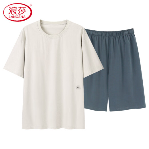 浪莎（LangSha）高档睡衣男士莫代尔薄款短袖短裤夏天冰丝凉感大码家居服 9730 L